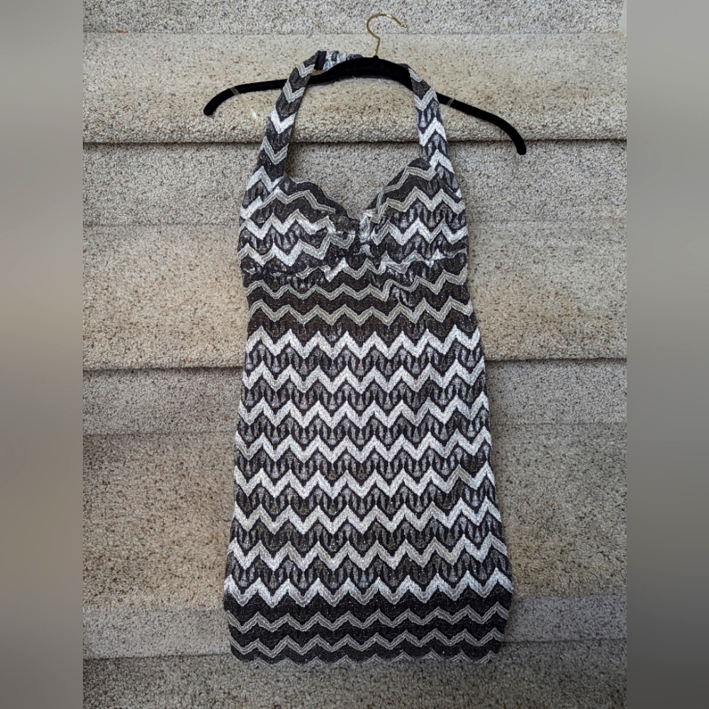 Bodycon black and silver metallic dress